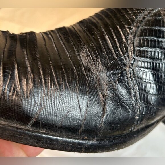 Vintage Tony Lama Mens Black Leather Teju Lizard Cowboy Western Boots~10~ - Picture 6 of 10